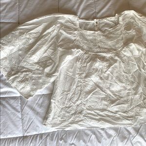 Anthropologie white lace peasant top